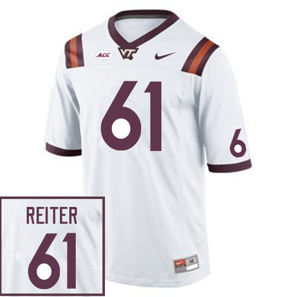 Men #61 Trey Reiter Virginia Tech Hokies College Football Jerseys Sale-White